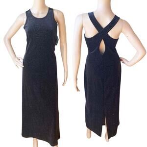 New Ronni Nicole by Ouida Black Velvet Glittery Sleeveless Crisscross Dress 10